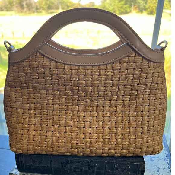 Fossil Small Weave Pattern Leather Trim Bag (missing strap) - Picture 1 of 6